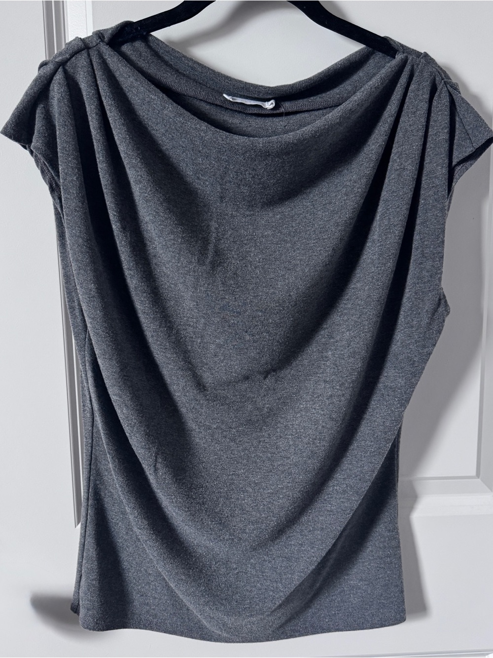 Lush Charcoal Draped Cowl Neck Tunic-Large